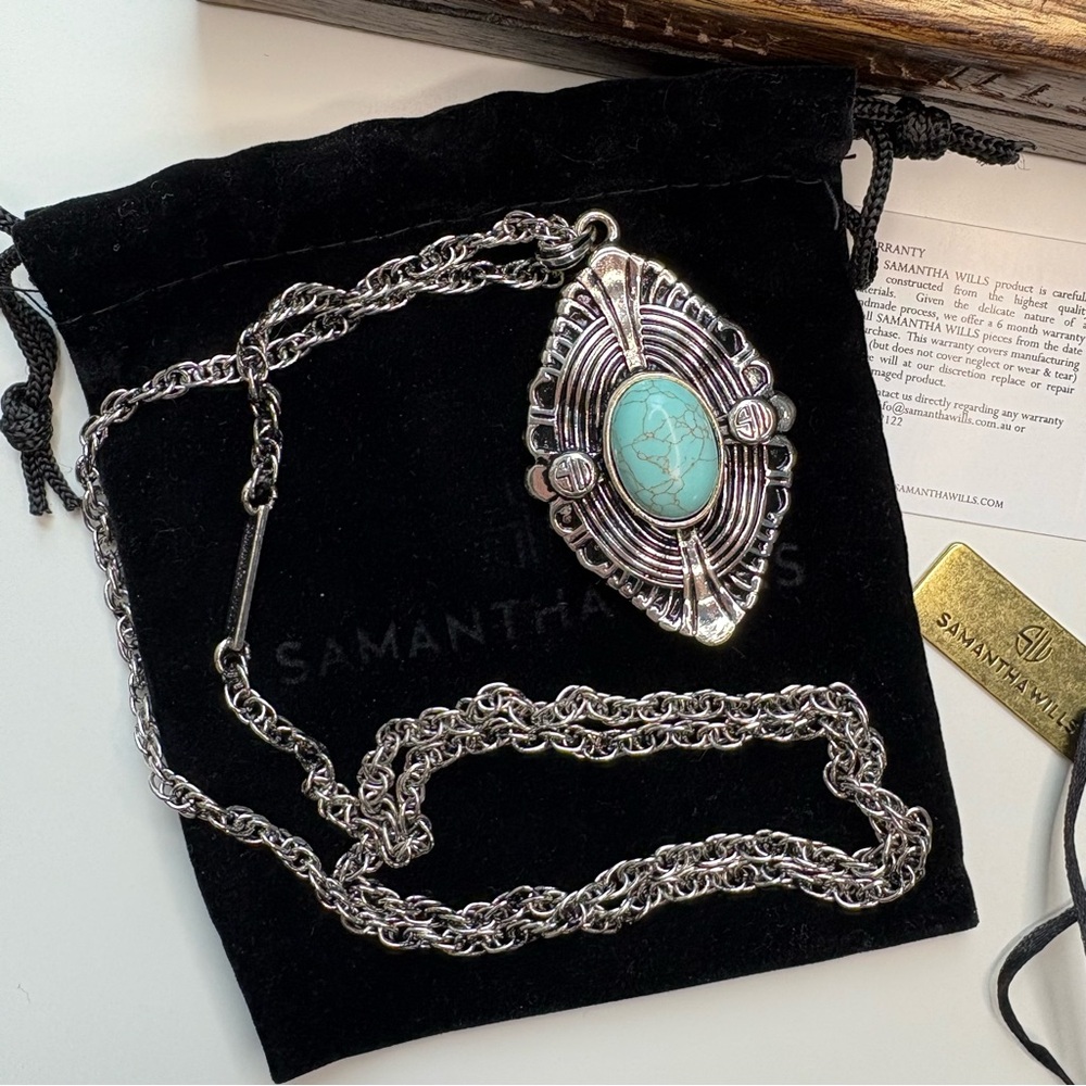 Samantha Wills Turquoise/Silver Pendant Vintage Necklace - Picture 2 of 12